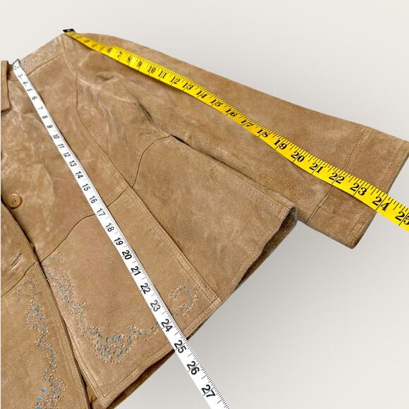 Brandon Thomas Vintage Suede Leather Button Up Jacket Western Women Size M Tan - Picture 14 of 15